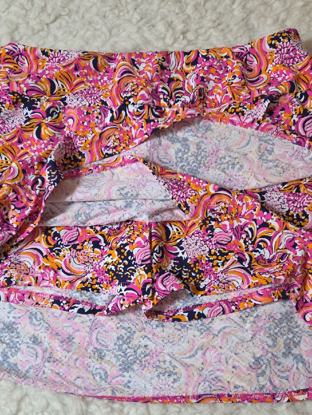 IBKUL Pink Orange Multi Print Long Sleeve Zip Top and skirt - Picture 11 of 16
